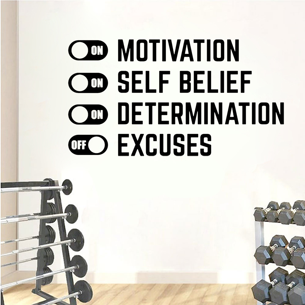 Home Decor Quotes On Wall - Gym Toggle aan/uit quote muursticker inspiratie