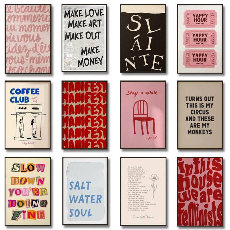 Home Decor Aesthetic Pinterest - 1pc eenvoudige trendy tekst afdrukken poster,