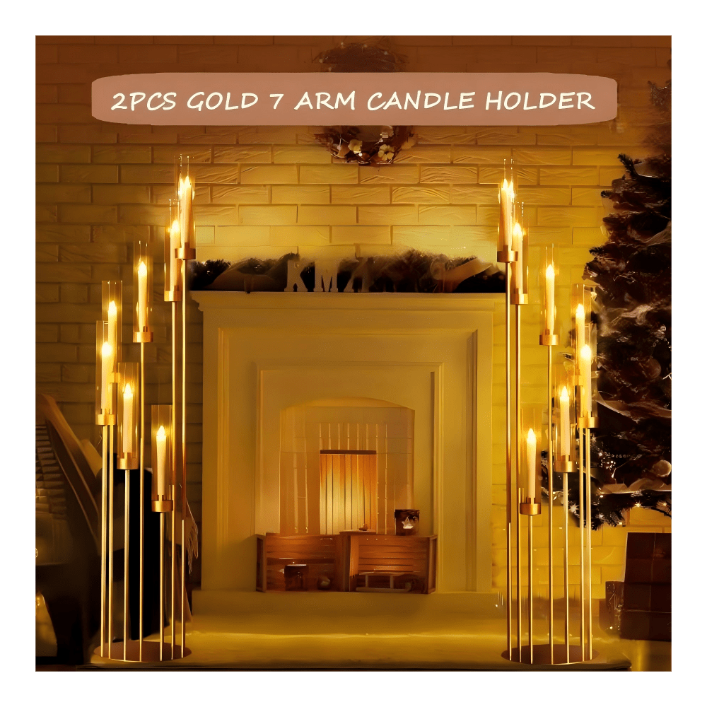 Flooring Home Decor - 2 stuks 7-armige gouden vloerkandelaars als