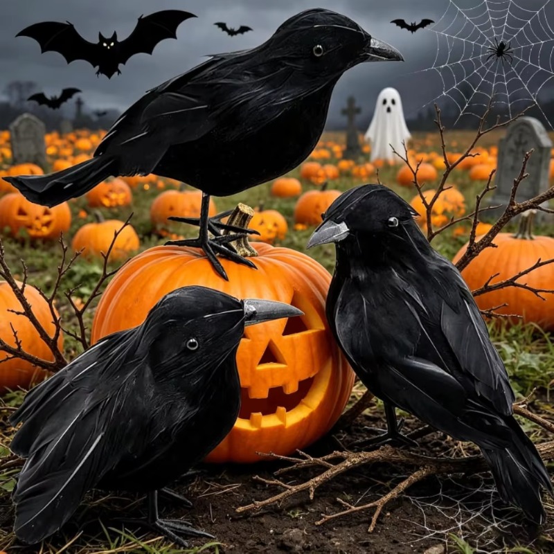 Home Decor Halloween - 1PC Zwarte Kraai Halloween Decoratie Realistisch