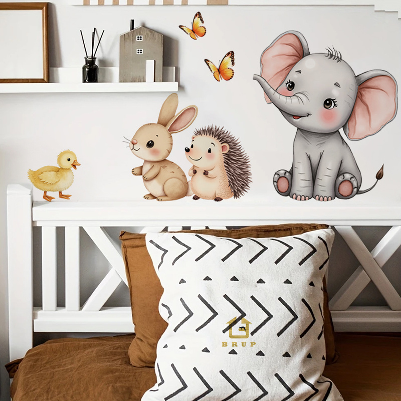 Flooring Home Decor - Cartoon dier muursticker - olifant konijntje