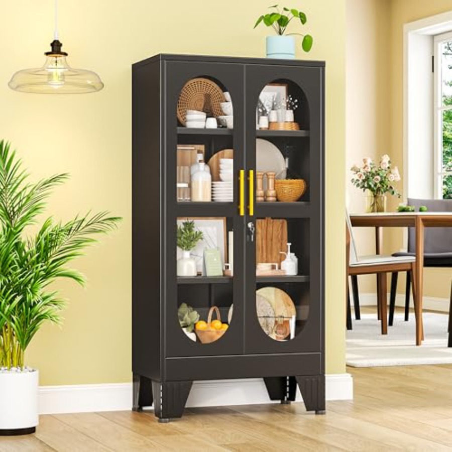 H&M Home Decor - 47 H afsluitbare vitrinekast voor woonkamer/slaapkamer/keuken/bar,