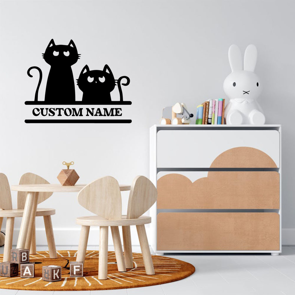 Home Decor Wallpaper - 1PC Cartoon Kat Aanpasbare Tekst Vinyl