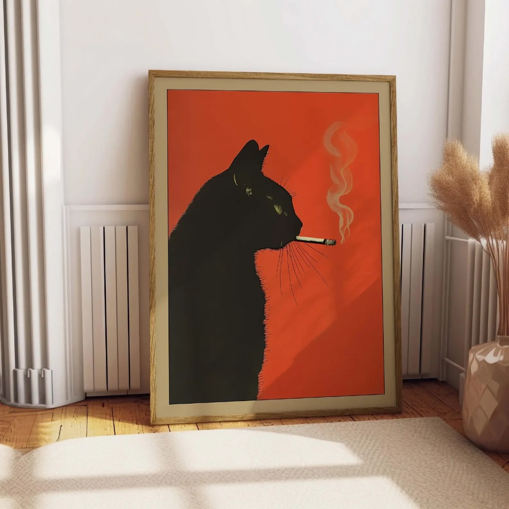 Zwarte kat die een sigaret roo - Home Decor Aesthetic Pinterest recensie en prijs