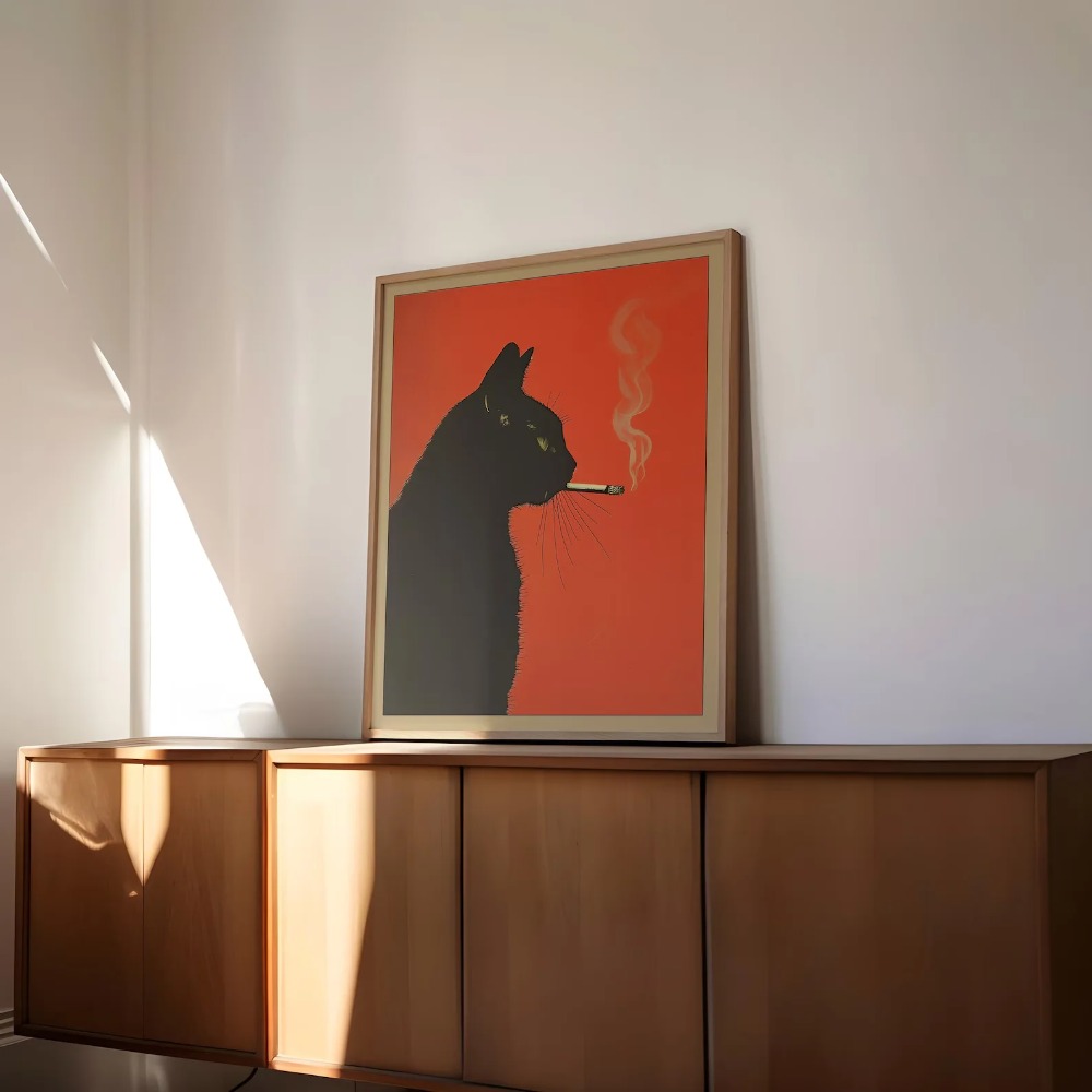 Zwarte kat die een sigaret roo - Home Decor Aesthetic Pinterest recensie en prijs
